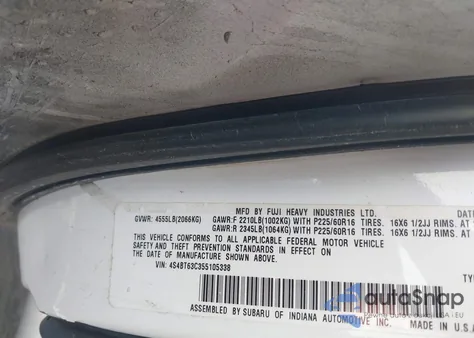 2005 Subaru Baja Turbo from USA, damaged, VIN 4S4BT63C355105338